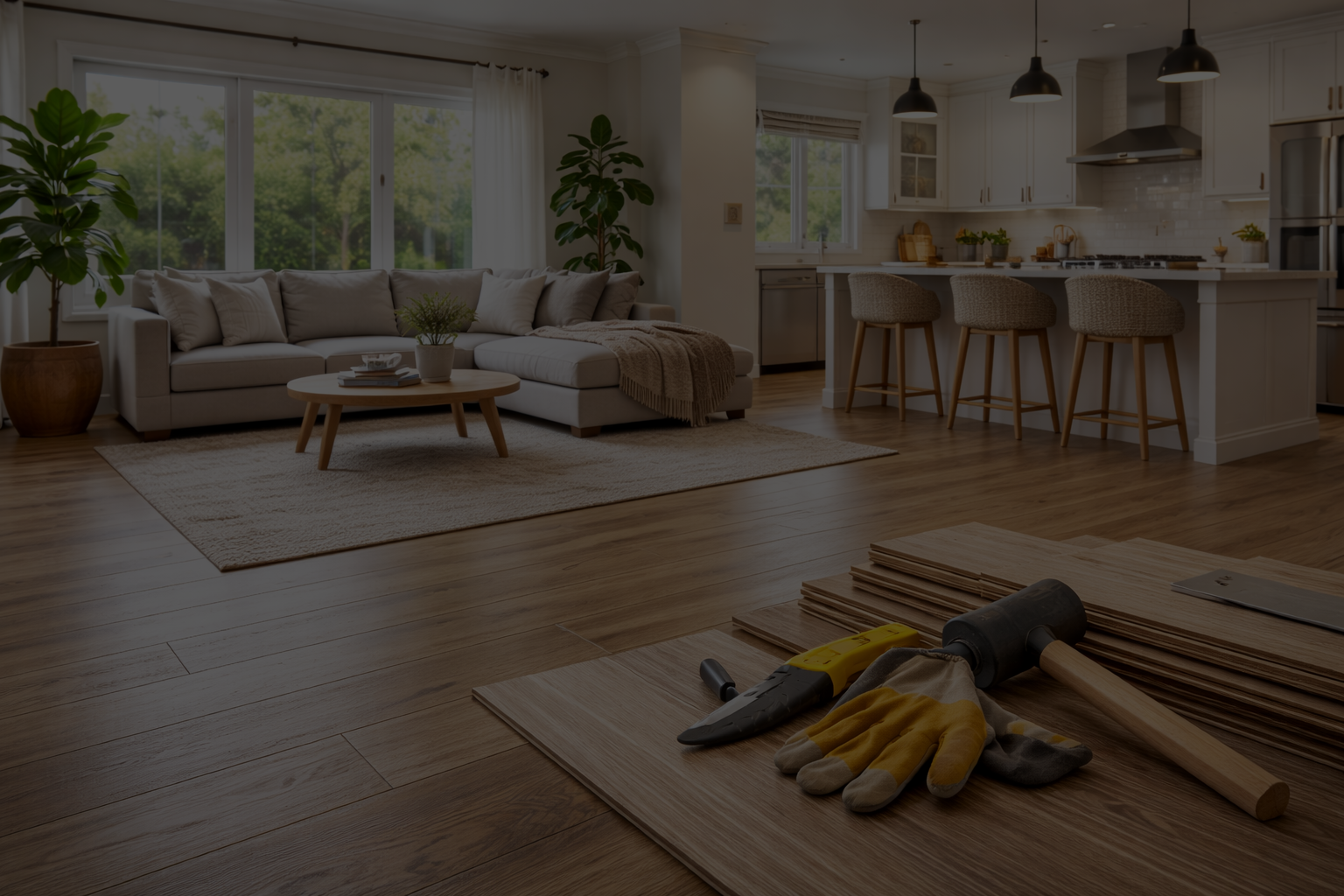 JC Flooring team working on hardwood